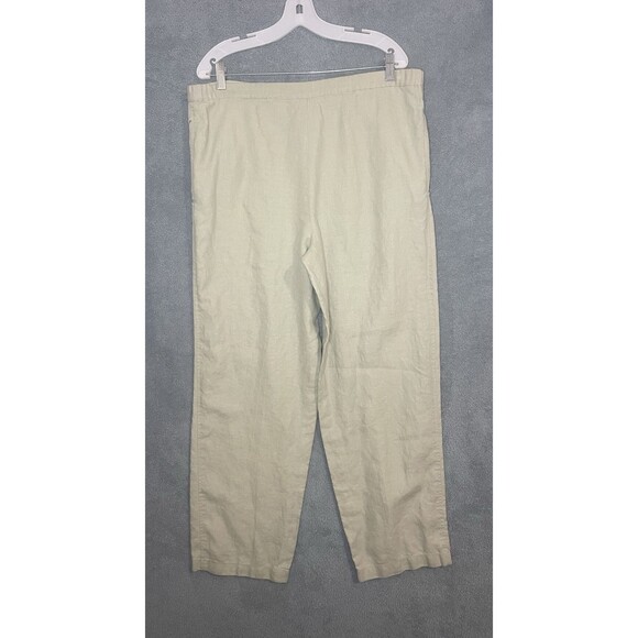 Outfit JPR Pants Womens Medium Green 100% Linen Elastic Waist‎ Pockets Vacation - Picture 10 of 10